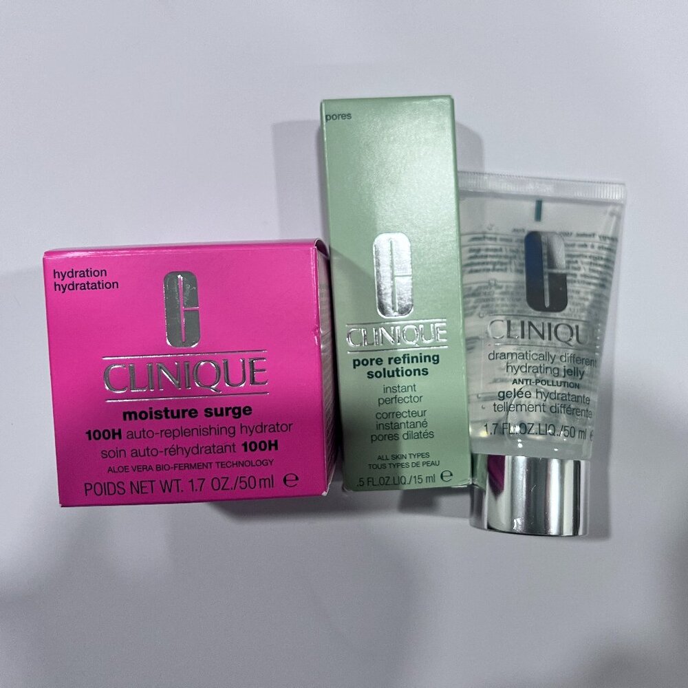 Clinique Moisture Surge 50ml + Pore refining solution 15ml + hydrating jelly50ml
